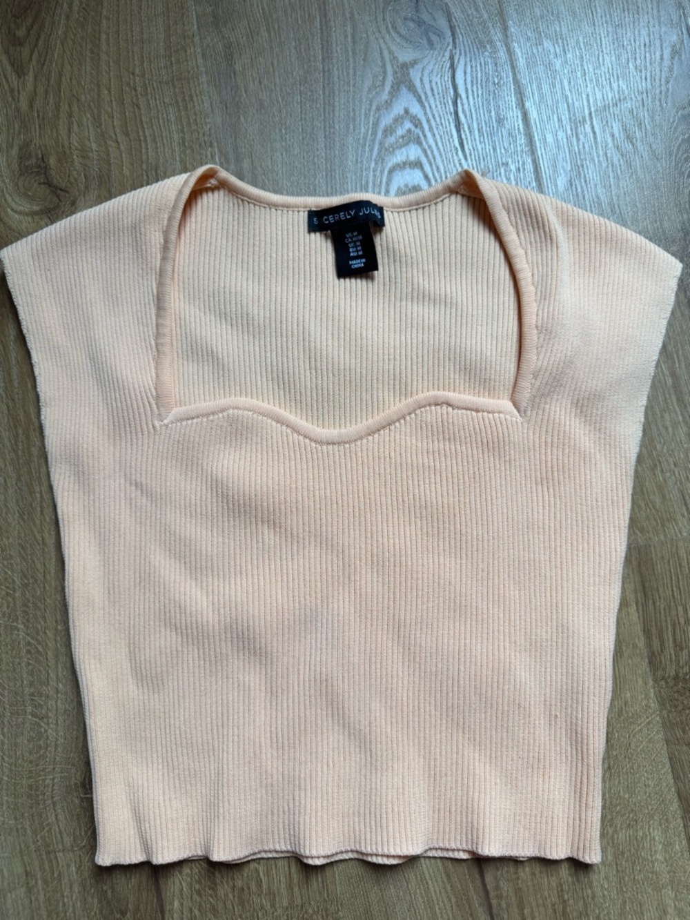 Cecely June Peach Ribbed Scallop Neck Tank